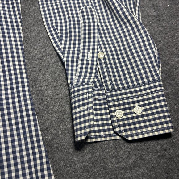 Turrau Mens Button Up Blue Gingham Shirt M India Made Vintage 100% Cotton - Picture 2 of 14